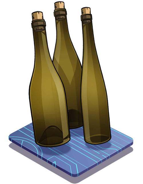 Illustration of three empty wine bottles